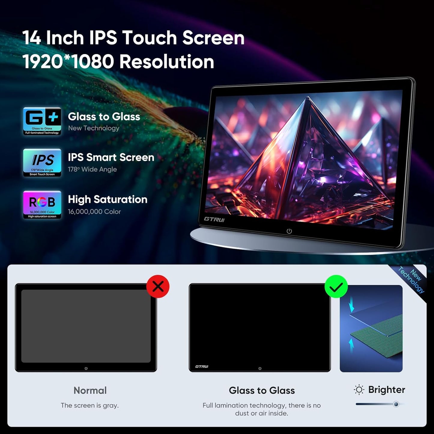 car display14 Inch 4K Video Android Portable Car TV Headrest Monitor Tablet for Back Seat with WiFi Bluetooth, Glass to Glass IPS Touch Screen Media Player, Support Phone Control & Mirror Link (2Pcs 4+64G)
