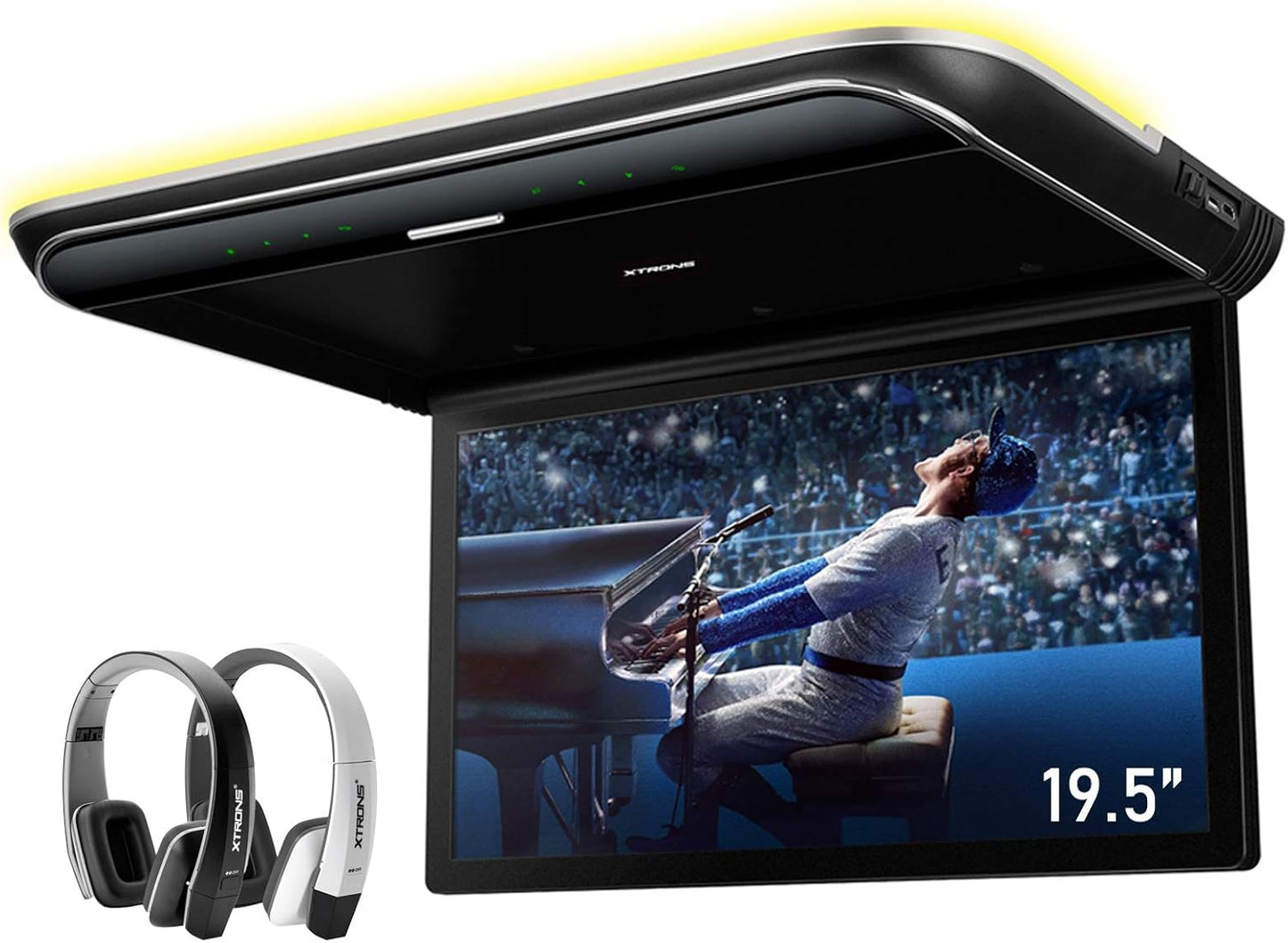 car displayXTRONS 19.5 Inch Car Overhead Player 16:9 Wide Screen 1080P Video Car Roof Mount Monitor Ultra-Thin Flip Down Overhead Car Monitor Supports IR, HDMI, USB, AV Input, Stereo Speakers