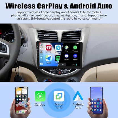 2G+32G Android 13 Car Stereo for Hyundai Accent 2012-2017 with Wireless Carplay Android Auto 9" Touchscreen Car Radio with GPS Navigation WiFi Bluetooth FM/RDS Radio Head Unit with AHD Backup Camera