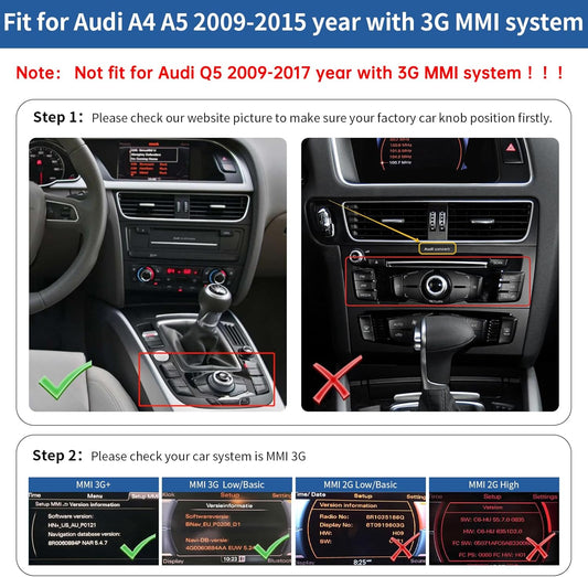 Road Top 8.8 Inch Car Touchscreen Wireless CarPlay Android Auto for Audi A4 A5 2009-2015 Year with 3GMMI, Car Radio Stereo Multimedia Screen, Support Navigation, Mirrorlink