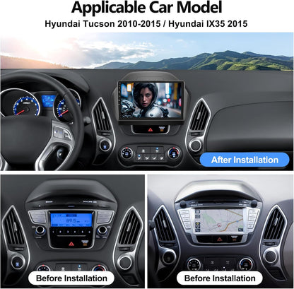 4+64GB Android Car Stereo Radio for Hyundai Tucson 2010-2015 with Wireless Carplay Android Auto Touch Screen Bluetooth Car Radio with GPS Navigation HiFi WiFi FM RDS Radio + AHD Backup Camera