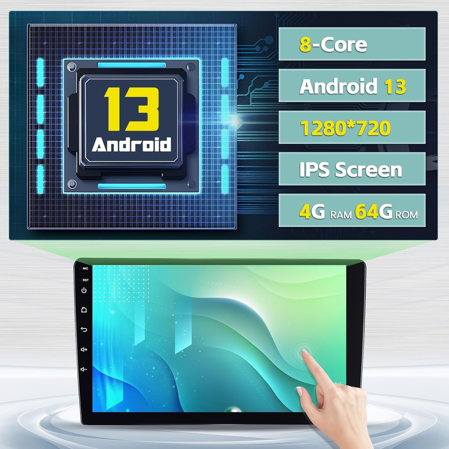 8Core 4+64G Car Stereo for Audi A4 S4 RS4 2002-2008 with Wireless Apple Carplay Android Auto, Android 13 9 inch 1280*720 Touch Screen Car Radio with GPS WiFi BT 5.0 DSP FM RDS Radio AHD Backup Camera