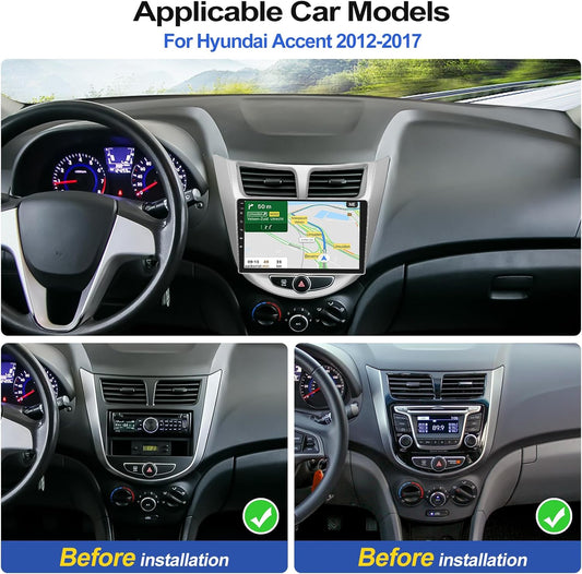 2G+64G Android 13 Car Stereo for Hyundai Accent 2012-2017 with Wireless Carplay Android Auto 9" Touchscreen Car Radio with GPS Navigation HiFi WiFi Bluetooth FM/RDS Radio Head Unit with Backup Camera