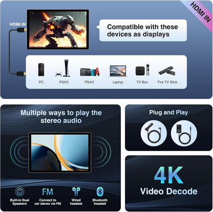car display13.1-inch Android 13 Multi-Functional Car TV Headrest Monitor for Back seat, Full High Definition QLED Touch Screen Video Player, Support WiFi/Bluetooth/Mobile Mirror Link/HDMI/USB/RCA