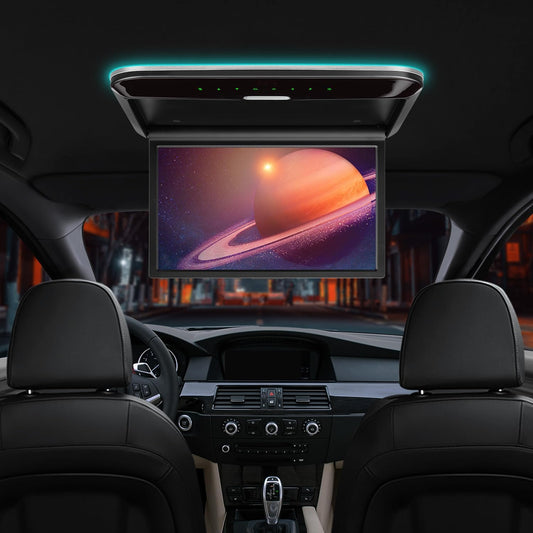 car displayXTRONS 14 Inch Car Overhead Player, Wide HD Car Roof Mount Monitor Built-in Stereo Speakers, Overhead Flip Down Car Monitor Support HDMI USB Input