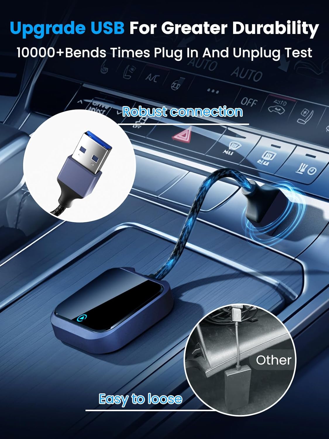 Mercedes-Benz Android Head Unit    Android Auto and Carplay Wireless Adapter with Fast Stable 5Ghz WiFi Bluetooth, Wireless Android Auto Car Adapter Applies to Cars After 2016 & Phone with Android11+/ iOS10+ & USB-A/Type-C