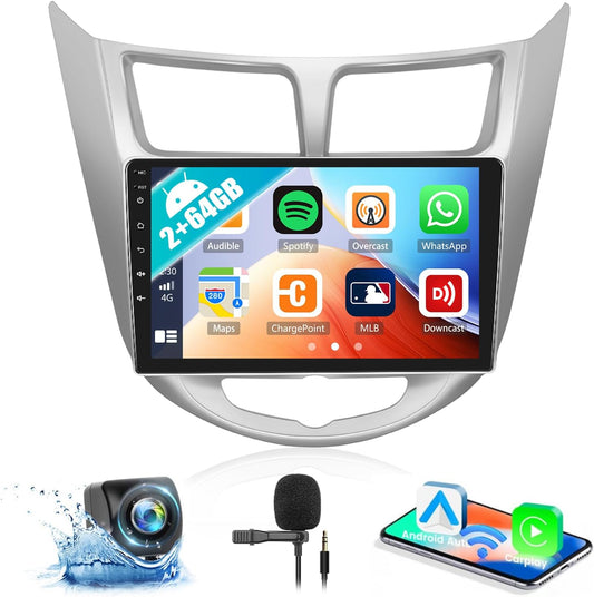2G+64G Android 13 Car Stereo for Hyundai Accent 2012-2017 with Wireless Carplay Android Auto 9" Touchscreen Car Radio with GPS Navigation HiFi WiFi Bluetooth FM/RDS Radio Head Unit with Backup Camera