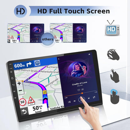 Android 13 Double Din Car Stereo GPS Navi 10 Inch Car Radio Touch Screen Android Head Unit Support Backup Camera SWC Bluetooth FM WiFi Mirror Link