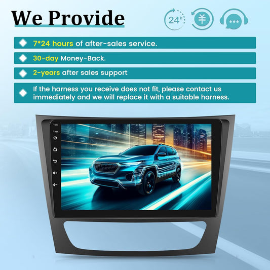 Mercedes-Benz Android Head Unit    [4+64G] Android 13 Car Radio for Mercedes-Benz E-Class W211 / CLS-Class 2005-2008 - 9 Inch Touchscreen HiFi Audio - Wireless Carplay and Android Auto/WiFi/GPS/Mirror Link/SWC + AHD Backup Camera