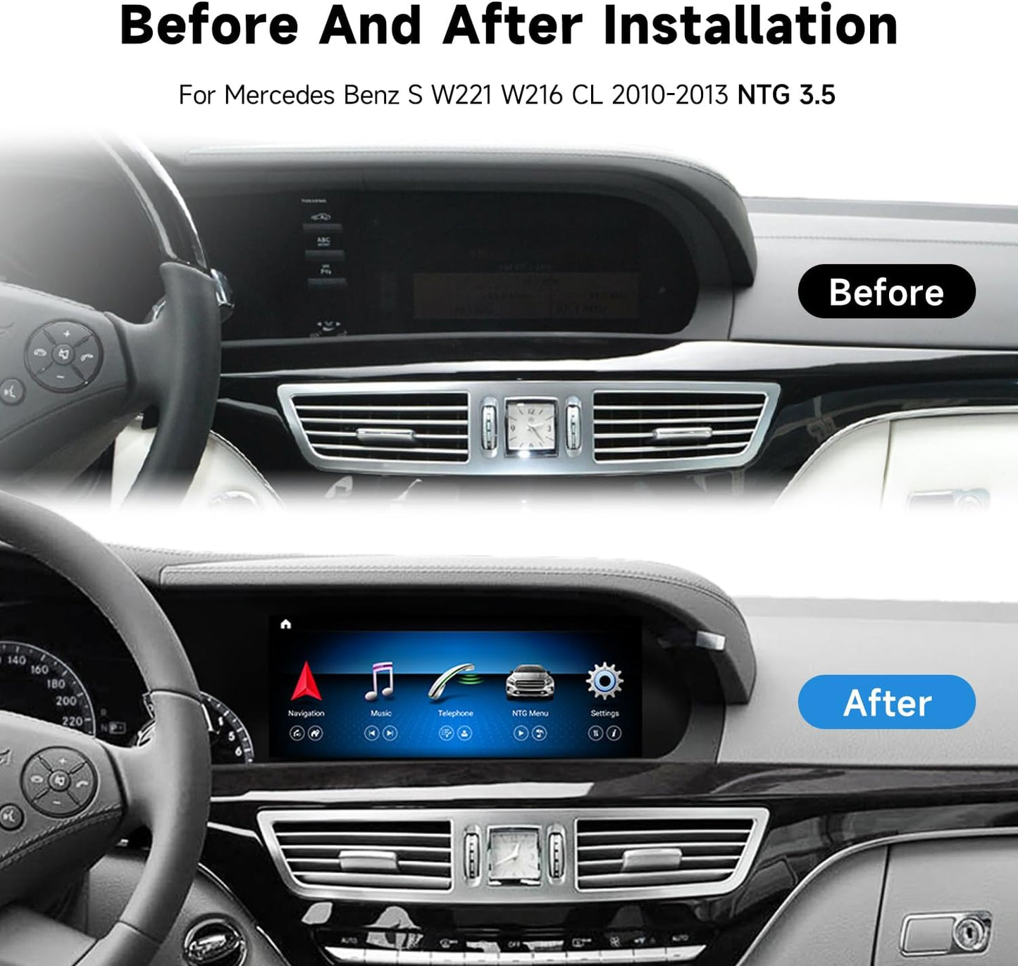 Mercedes-Benz Android Head Unit    Android 13 Car Touch Screen Upgrade Octa 4GB RAM 64GB ROM 10.25 inch Car Radio Multimedia Player GPS Navigation for Mercedes Benz S W221 W216 CL 2010-2013 S-Class Head Unit (NTG 3.5)