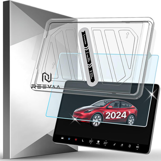 REEVAA 2024 Upgrade Tesla Model Y /3 Accessories - Matte Screen Protector [Anti-glare & Anti-Fingerprint] 9H Tempered Glass for Model Y(2024~2020) Model 3(2023~2017), with Alignment Kit, 15"Tesla   Vehicle Accessories