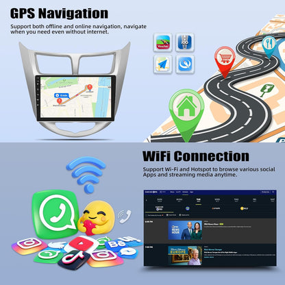 2G+32G Android 13 Car Stereo for Hyundai Accent 2012-2017 with Wireless Carplay Android Auto 9" Touchscreen Car Radio with GPS Navigation WiFi Bluetooth FM/RDS Radio Head Unit with AHD Backup Camera