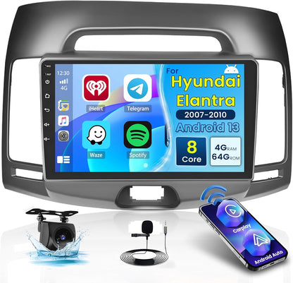 Roinvou for Hyundai Elantra 2007-2010 Android Car Radio Stereo 9 Inch Capacitive HD Touch Screen Mirror Link GPS Navigation Head Unit with WiFi Bluetooth USB FM RDS Steering Wheel Controls