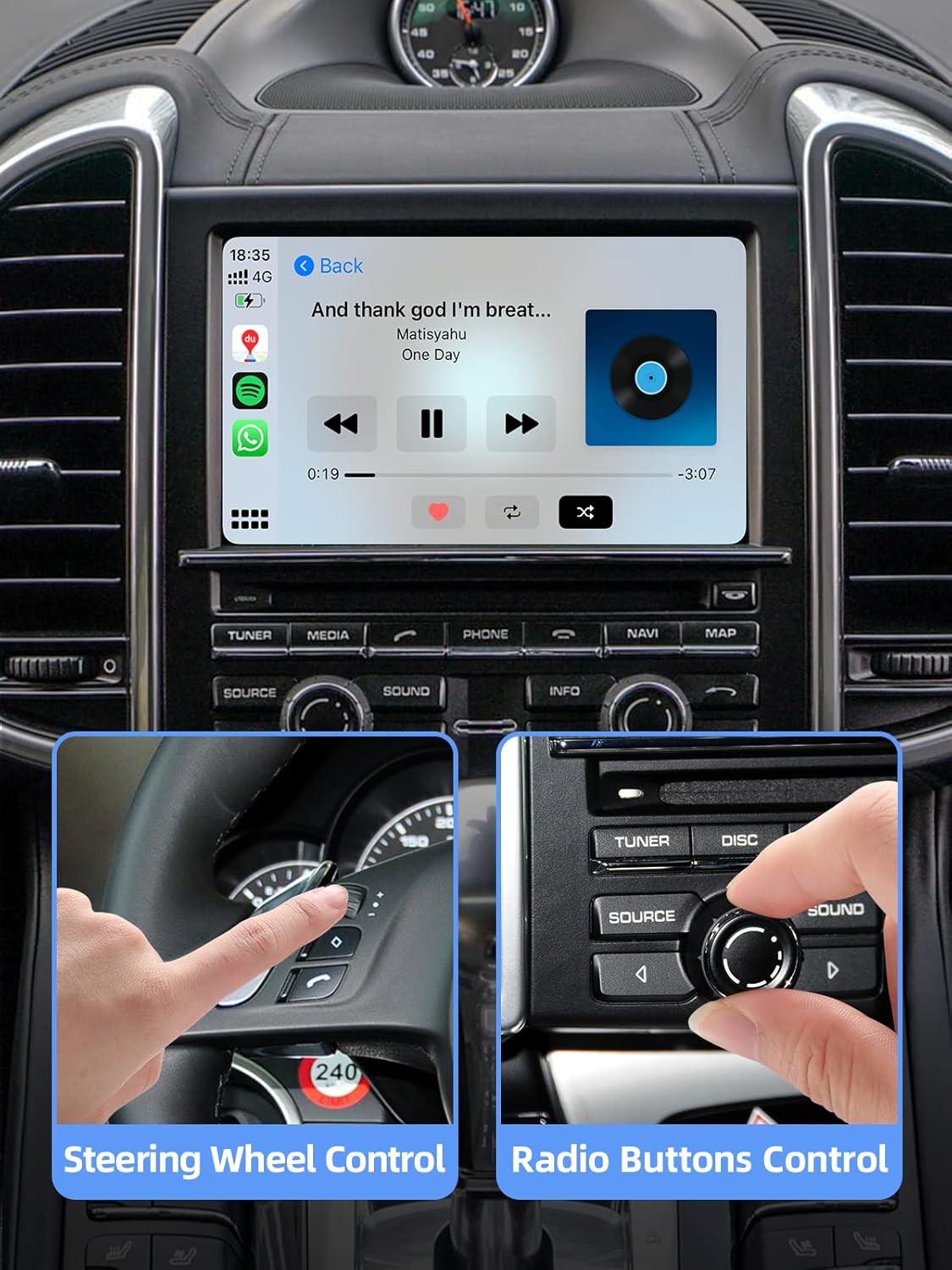 PCM 3.1 Wireless Carplay & Android Auto Module for Porsche Panamera Cayenne Macan Cayman Boxster 911 718 Support Reverse Camera Parking Sensor Mirror Link Steering Wheel Control