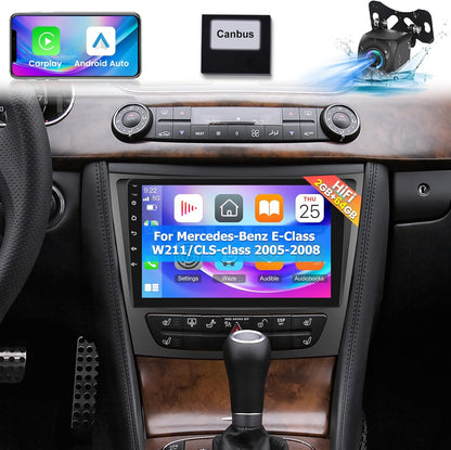 Mercedes-Benz Android Head Unit    [4+64G] Android 13 Car Radio for Mercedes-Benz E-Class W211 / CLS-Class 2005-2008 - 9 Inch Touchscreen HiFi Audio - Wireless Carplay and Android Auto/WiFi/GPS/Mirror Link/SWC + AHD Backup Camera