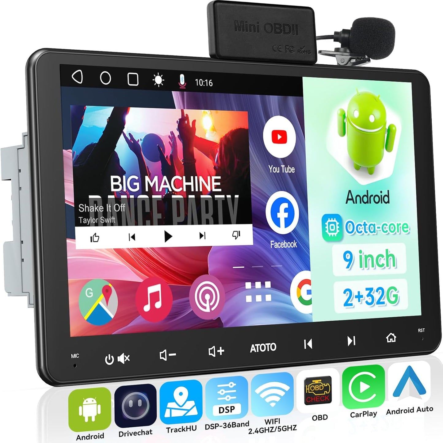 [Fully Laminated Screen] Android Double Din Car Stereo, 8-Core Android Head Unit 1280 * 720P, Powered by ChatGPT, Wireless Carplay&Android Auto, ATOTOEXCEL A6PF GPS Navigator, LRV, WiFi/BT