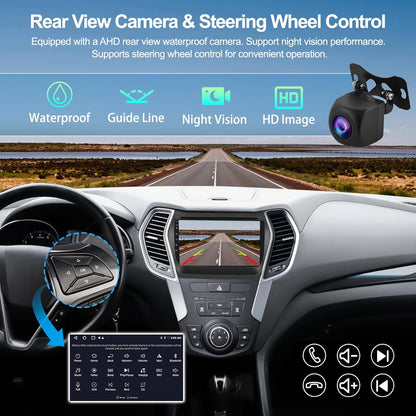 2G+32G Android 13 Car Stereo for Hyundai Santa Fe 2013-2017 with Wireless Apple CarPlay Android Auto Mirror Link 9" Touch Screen Bluetooth Car Radio with GPS Navigation WiFi Backup Camera FM Head Unit