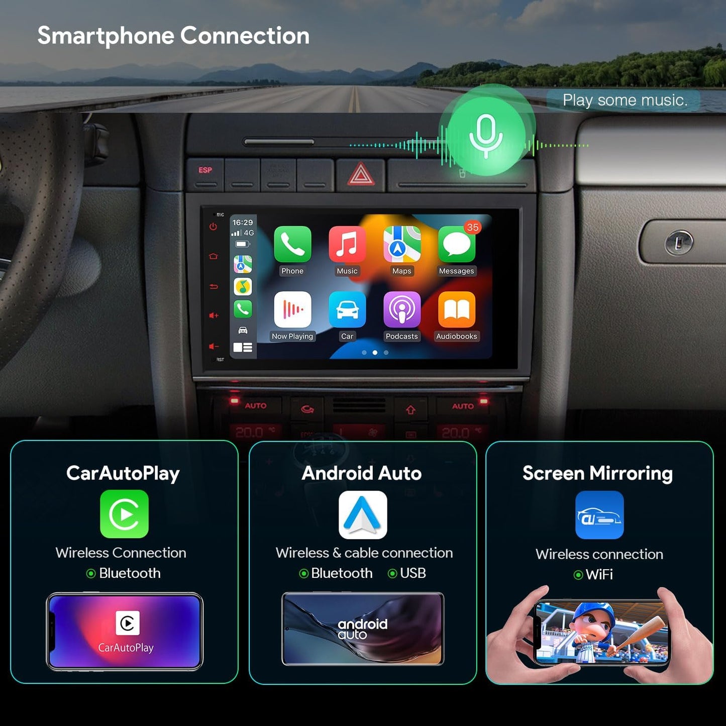 XTRONS Android 13 Car Stereo Radio Player 8 Inch IPS Touch Screen GPS Navigation Octa Core 4GB RAM 64GB ROM Bluetooth Head Unit Built-in DSP Car Play Android Auto Support 4G LTE for Audi A4 S4 RS4