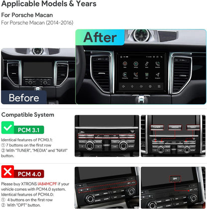 XTRONS 8.4 Inch Android 14 Car Stereo for Porsche Macan (2014-2016) with Optical Fiber Decoder, IPS Touch Screen 4GB+64GB Global 4G LTE Car Radio GPS Navigation Support Wireless Car Play Android Auto