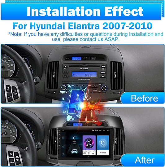 Roinvou for Hyundai Elantra 2007-2010 Android Car Radio Stereo 9 Inch Capacitive HD Touch Screen Mirror Link GPS Navigation Head Unit with WiFi Bluetooth USB FM RDS Steering Wheel Controls