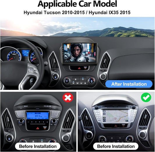 2G+64G Car Stereo Radio for Hyundai Tucson IX35 2010-2015 with Wireless CarPlay Android Auto Android 13 Car Radio 10.1" Touch Screen Bluetooth Radio with HiFi FM GPS Backup Camera Head Unit (High-End)