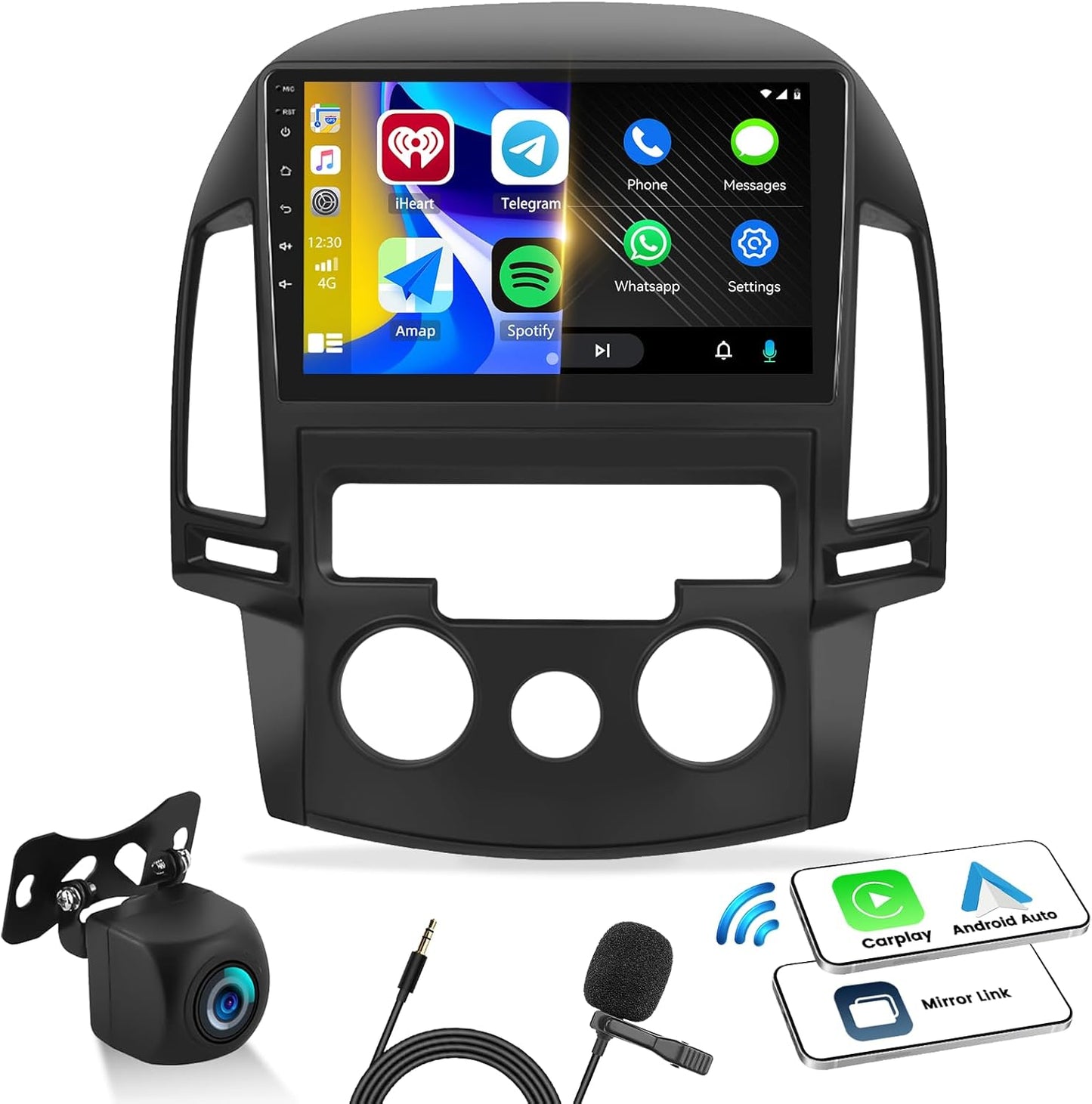 2+64G Android 13 Car Stereo for Hyundai I30 2006-2011 Upgrade Replacement Radio Apple Carplay Android Auto 9 inch Touchscreen Multimedia Player Head Unit FM Radio GPS Bluetooth+AHD Camera&MIC