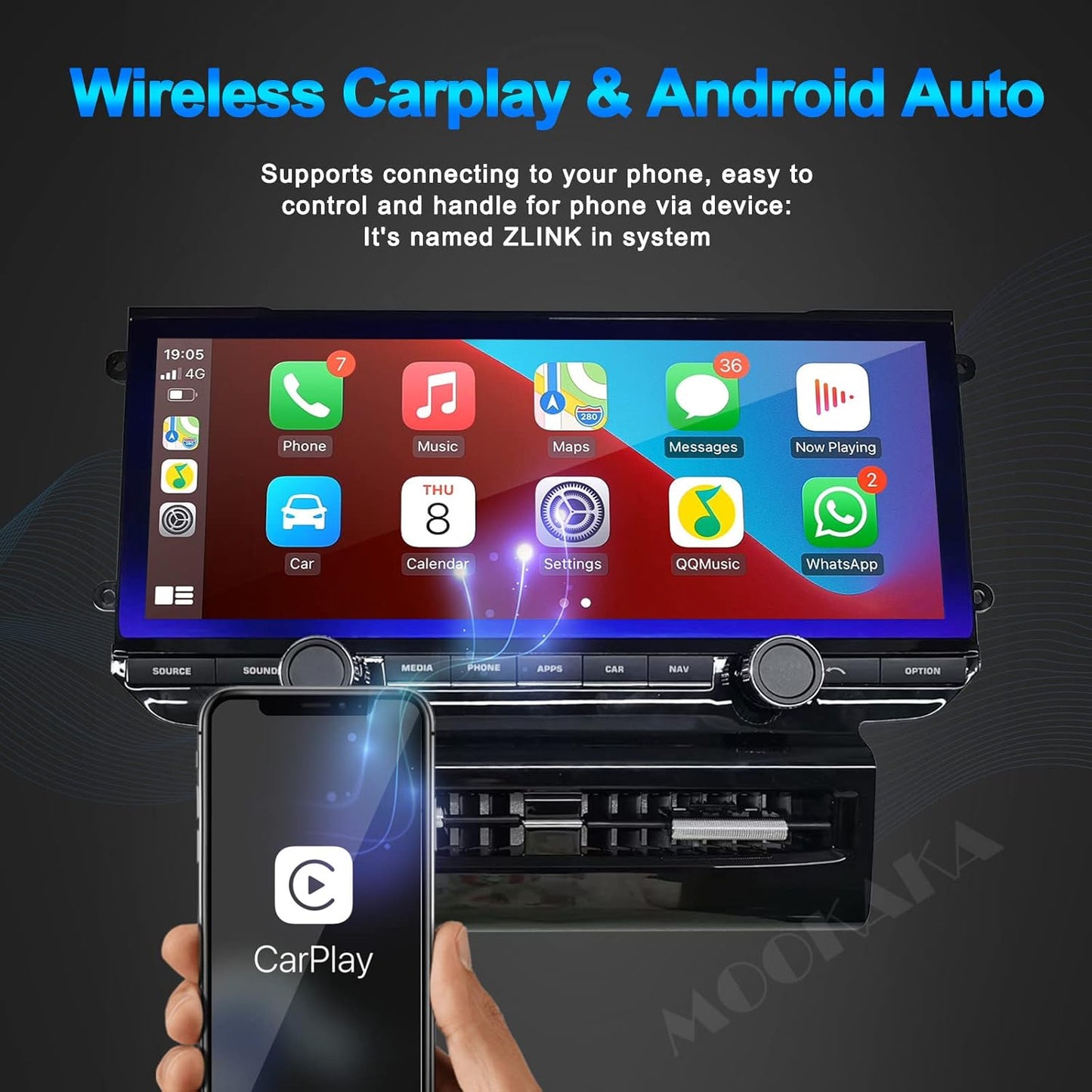 MOOKAKA 12.3 Inch Radio Replacement for Porsche Macan 2011-2018 Android Car Stereo Autoradio 2 din GPS Navigation Head Unit Multimedia Player IPS Touch Screen Carplay DSP(6+128)