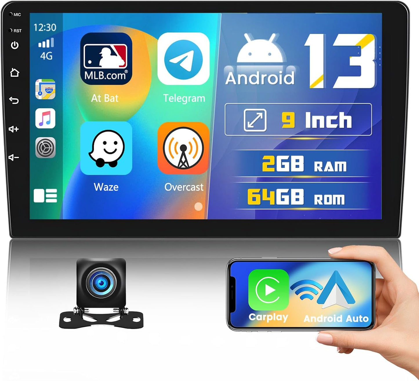 Android 13 Double Din Car Stereo GPS Navi 10 Inch Car Radio Touch Screen Android Head Unit Support Backup Camera SWC Bluetooth FM WiFi Mirror Link