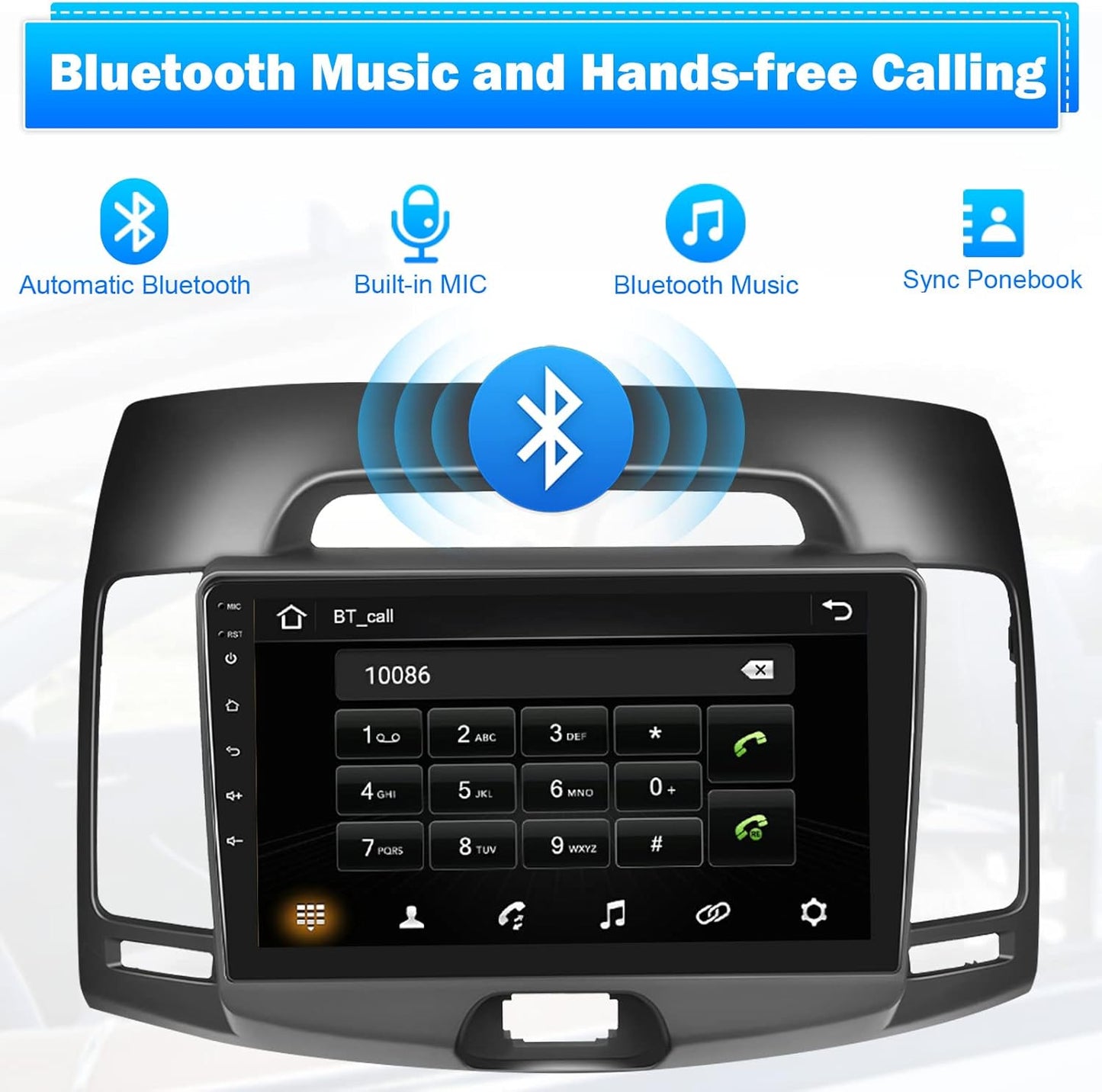 Roinvou for Hyundai Elantra 2007-2010 Android Car Radio Stereo 9 Inch Capacitive HD Touch Screen Mirror Link GPS Navigation Head Unit with WiFi Bluetooth USB FM RDS Steering Wheel Controls