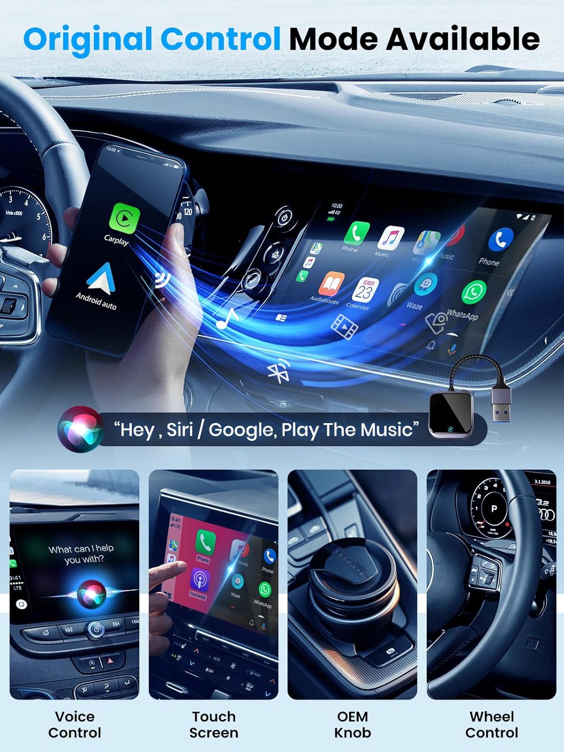 Mercedes-Benz Android Head Unit    Android Auto and Carplay Wireless Adapter with Fast Stable 5Ghz WiFi Bluetooth, Wireless Android Auto Car Adapter Applies to Cars After 2016 & Phone with Android11+/ iOS10+ & USB-A/Type-C