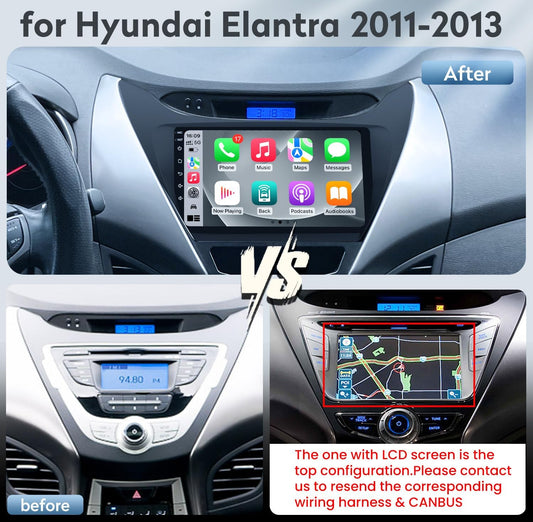 5G WiFi 2+64G Car Radio Stereo for Hyundai Elantra 2011 2012 2013: 9 Inch 1280 * 800 HD Touch Screen Head Unit Replacement with Backup Camera - Upgrade Wireless Carplay Bluetooth GPS FM SWC HiFi