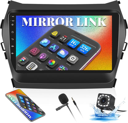 CAMECHO Android 13 Car Stereo for Hyundai Santa Fe IX45 2013-2018 Radio, Car Stereo GPS Navigation DSP Bluetooth USB SWC Android & iOS Mirror Link Multimedia Head Unit 1G+32G + Backup Camera
