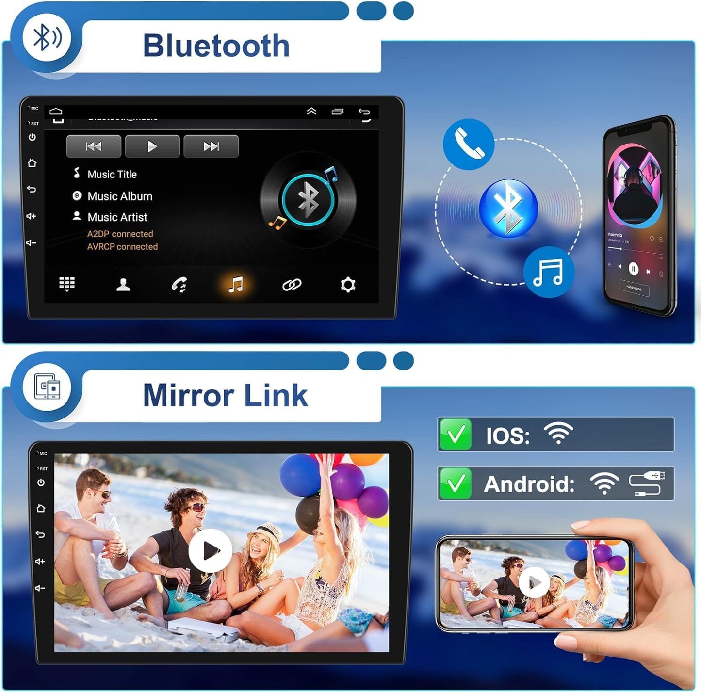 CAMECHO Android 13 Car Stereo for Hyundai Santa Fe IX45 2013-2018 Radio, Car Stereo GPS Navigation DSP Bluetooth USB SWC Android & iOS Mirror Link Multimedia Head Unit 1G+32G + Backup Camera