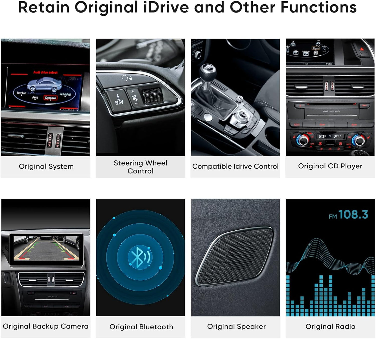 10.25 Touchscreen Wireless Carplay Android Auto for Audi B8 B8.5 A4 S4 A5 S5 RS4 RS5 2009-2016 with Multimedia Car Radio Stereo Support Factory Camera USB Video Playback Mirroring