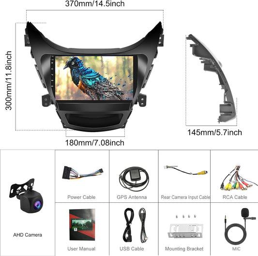 1+32G Android Car Stereo for Hyundai Elantra 2011 2012 2013 with Carplay Android Auto Multimedia Player 9 inch Touchscreen Radio Head Unit FM RDS HiFi Bluetooth WiFi GPS SWC+ Backup Camera & MIC