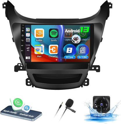 2+64G Android Car Stereo for Hyundai Elantra 2014 2015 2016 with Apple Carplay Android Auto Mirror Link 9 inch Touchscreen Radio Head Unit FM RDS HiFi Bluetooth WiFi GPS + AHD Backup Camera & MIC
