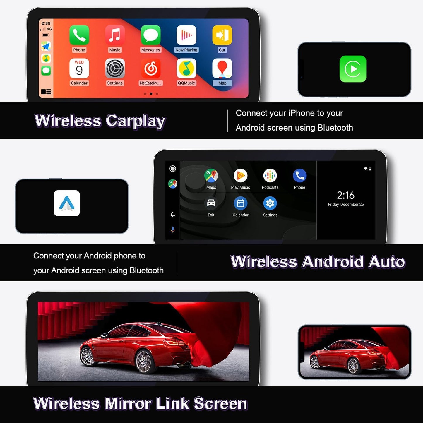Mercedes-Benz Android Head Unit    12.3" W212 Android 13 Car Multimedia Blue Anti-Glare HD Screen for Mercedes Benz E Class W212 2012-2015 NTG4.5 System, CarPlay Android Auto Use OEM Bluetooth get Sound (8+256GB)