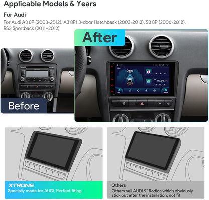 XTRONS Car Stereo for Audi A3 S3 RS3, Android 13 Octa Core 4GB+64GB Car Radio, 8 Inch IPS Touch Screen GPS Navigation for Car Bluetooth Head Unit, Built-in DSP Car Play Android Auto Support 4G LTE
