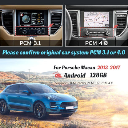 8GB+128GB Android Radio Screen Upgrade for Porsche Macan 2013-2017 Touch Screen Replacement 12.3inch Multimedia Player GPS Navigation Auto Stereo fit for PCM3.0 & PCM4.0