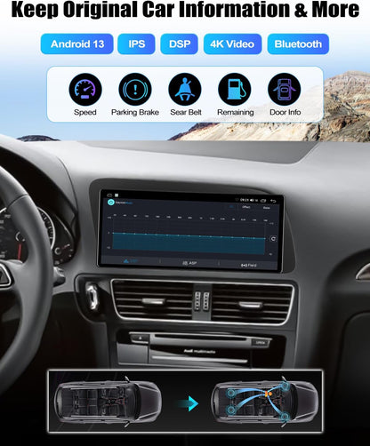 2+64GB Car Stereo Radio for Audi Q5 2009-2017 Concert/Symphony with Wireless CarPlay Android Auto Android 13 Head Unit 10.33" IPS Touch Screen Car Radio with DSP Bluetooth FM WiFi GPS Navigation