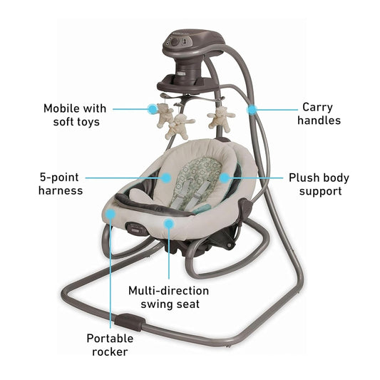 Graco DuetSoothe Swing and Rocker – 2-in-1 Baby Swing & Removable Rocker with Multiple Motion Settings