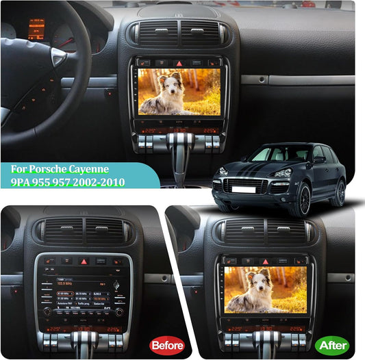 4+64G Android 13 Car Stereo for Porsche Cayenne 9PA 955 957 2002-2010 - 9 Inch Touchscreen Radio with Wireless Apple Carplay & Android Auto - WiFi/Mirror Link/SWC + AHD Backup Camera
