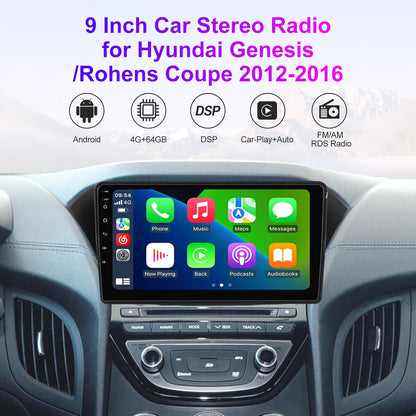 Android 13 Car Radio Stereo for Hyundai Genesis/Rohens Coupe 2013-2016, Biorunn 9 Inch Octa Core GPS Navi Wireless Wired Car-Play Android Auto Head Unit IPS FM AM RDS DSP, 4GB RAM 64GB ROM