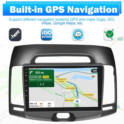 Roinvou for Hyundai Elantra 2007-2010 Android Car Radio Stereo 9 Inch Capacitive HD Touch Screen Mirror Link GPS Navigation Head Unit with WiFi Bluetooth USB FM RDS Steering Wheel Controls