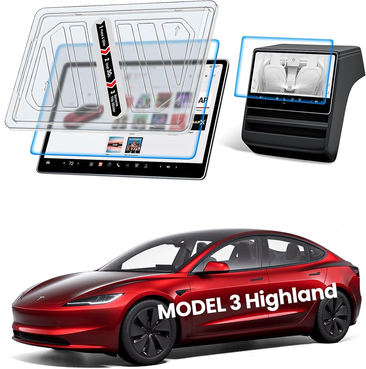 REEVAA 2024 Upgrade Tesla Model Y /3 Accessories - Matte Screen Protector [Anti-glare & Anti-Fingerprint] 9H Tempered Glass for Model Y(2024~2020) Model 3(2023~2017), with Alignment Kit, 15"Tesla   Vehicle Accessories