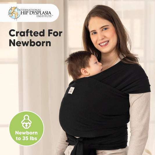 KeaBabies Baby Wrap Carrier - All in 1 Original Baby Carrier Newborn to Toddler Sling, Easy to Wear, Hands Free Bonding, Lightweight, Breathable Infant Wraps (Trendy Black)