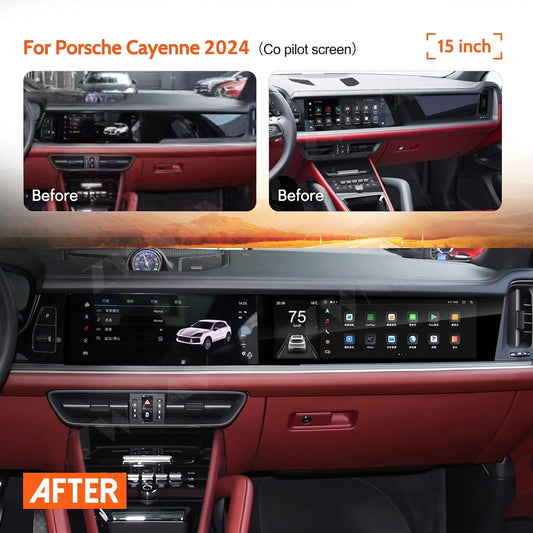 ZWNAV 15 inch Android 12 Co-Pilot Screen Car Stereo for Porsche Cayenne 2024,64GB Qualcomm 6125 Car GPS Navigation Head Unit, Wireless Carplay, Bluetooth,WiFi