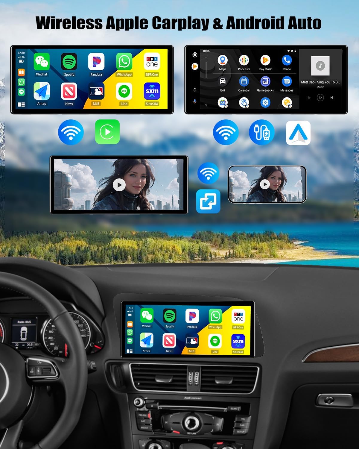 2+64GB Car Stereo Radio for Audi Q5 2009-2017 Concert/Symphony with Wireless CarPlay Android Auto Android 13 Head Unit 10.33" IPS Touch Screen Car Radio with DSP Bluetooth FM WiFi GPS Navigation