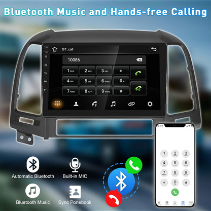Roinvou for Hyundai Santa Fe 2006-2012 Android Car Radio Stereo 9 Inch Capacitive HD Touch Screen Mirror Link GPS Navigation Head Unit with WiFi Bluetooth USB FM RDS Steering Wheel Controls