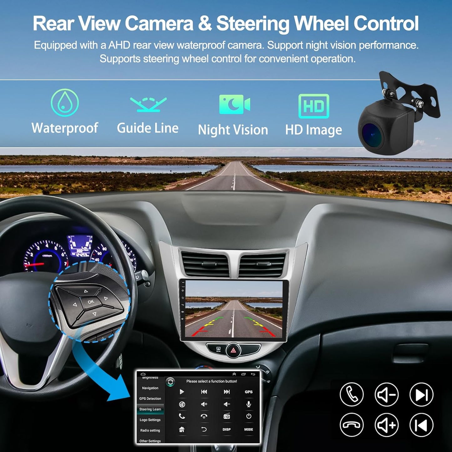 2G+64G Android 13 Car Stereo for Hyundai Accent 2012-2017 with Wireless Carplay Android Auto 9" Touchscreen Car Radio with GPS Navigation HiFi WiFi Bluetooth FM/RDS Radio Head Unit with Backup Camera
